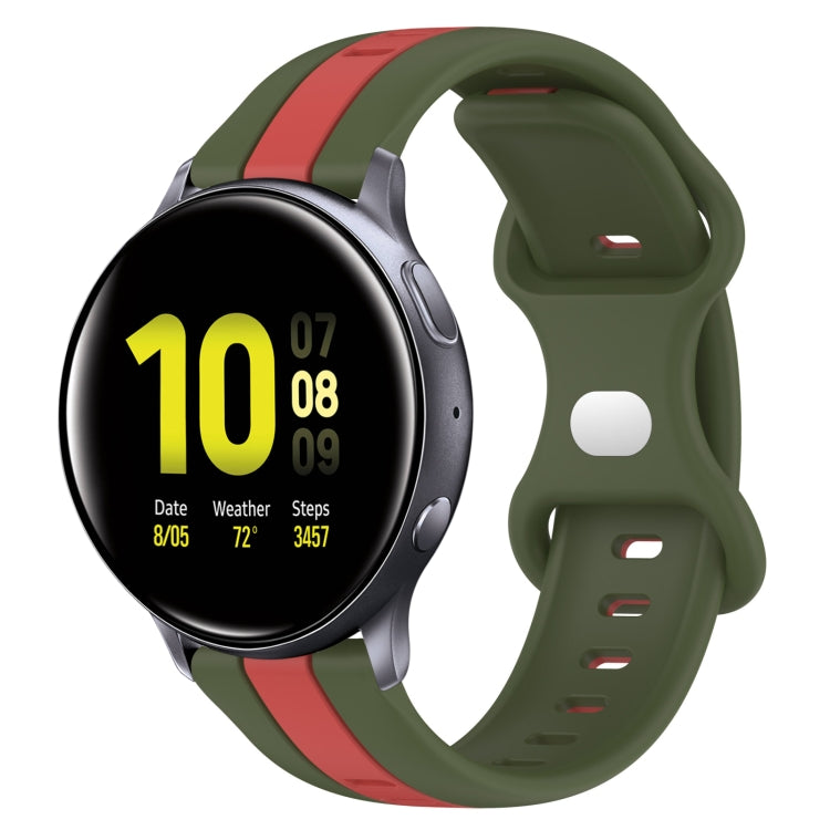 For Samsung Galaxy Watch Active 2 44mm 20mm Butterfly Buckle Two-Color Silicone Watch Band