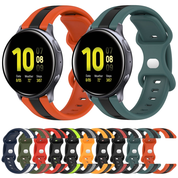 For Samsung Galaxy Watch Active 2 44mm 20mm Butterfly Buckle Two-Color Silicone Watch Band
