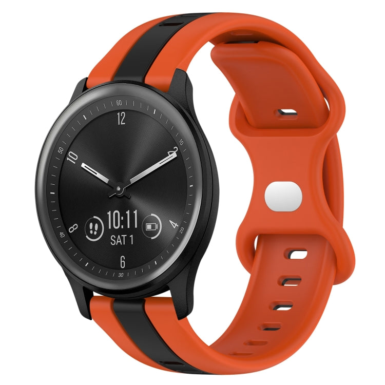 For Garmin Vivomove Sport 20mm Butterfly Buckle Two-Color Silicone Watch Band