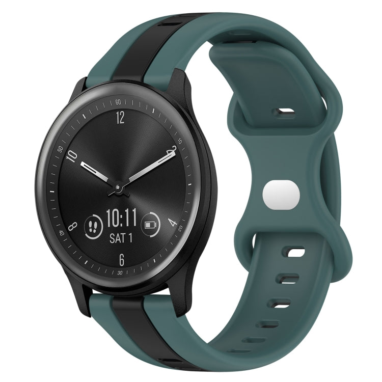 For Garmin Vivomove Sport 20mm Butterfly Buckle Two-Color Silicone Watch Band
