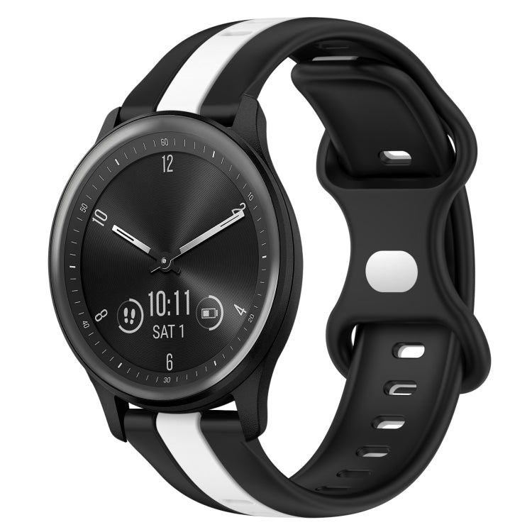 For Garmin Vivomove Sport 20mm Butterfly Buckle Two-Color Silicone Watch Band