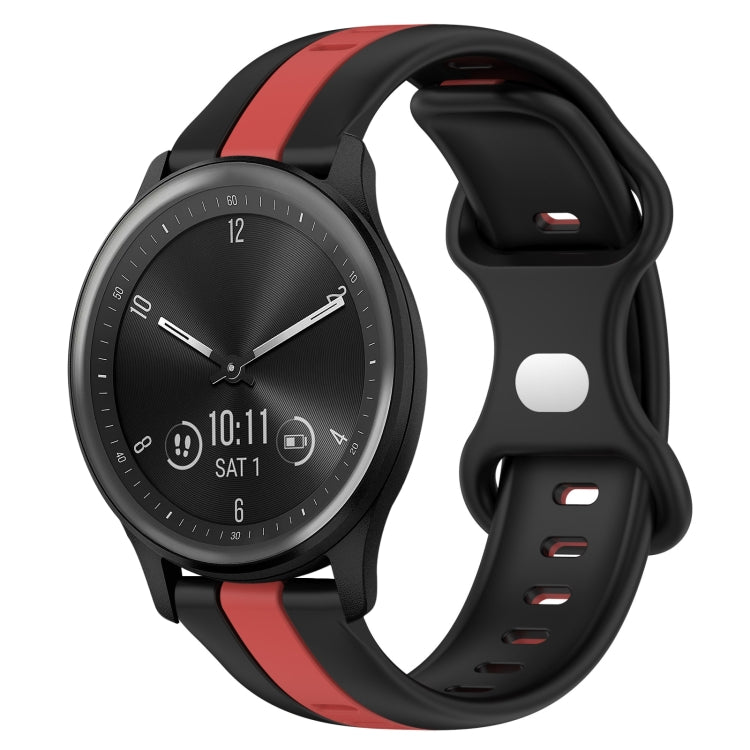For Garmin Vivomove Sport 20mm Butterfly Buckle Two-Color Silicone Watch Band