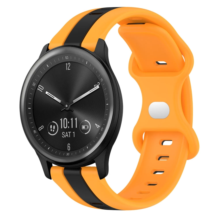 For Garmin Vivomove Sport 20mm Butterfly Buckle Two-Color Silicone Watch Band