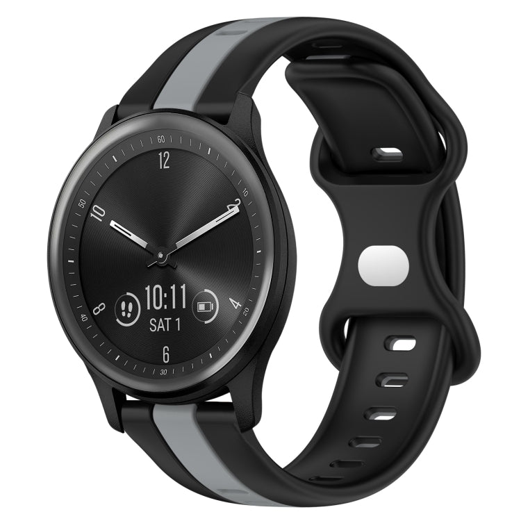 For Garmin Vivomove Sport 20mm Butterfly Buckle Two-Color Silicone Watch Band