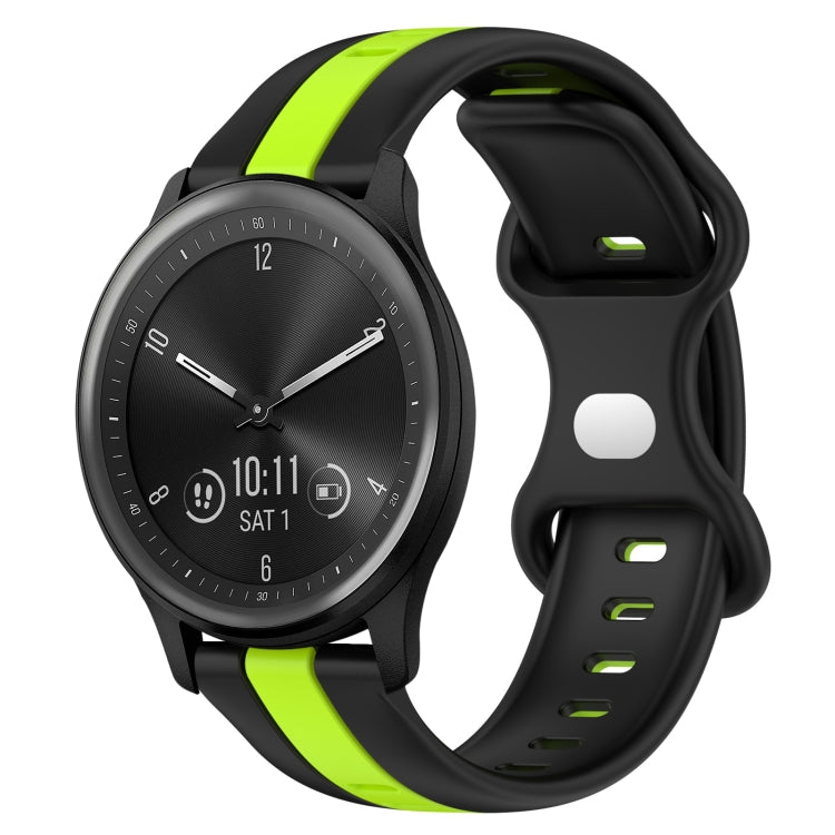 For Garmin Vivomove Sport 20mm Butterfly Buckle Two-Color Silicone Watch Band