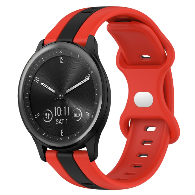 For Garmin Vivomove Sport 20mm Butterfly Buckle Two-Color Silicone Watch Band