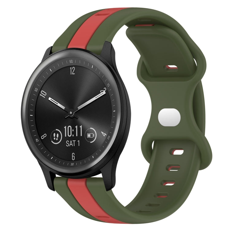 For Garmin Vivomove Sport 20mm Butterfly Buckle Two-Color Silicone Watch Band