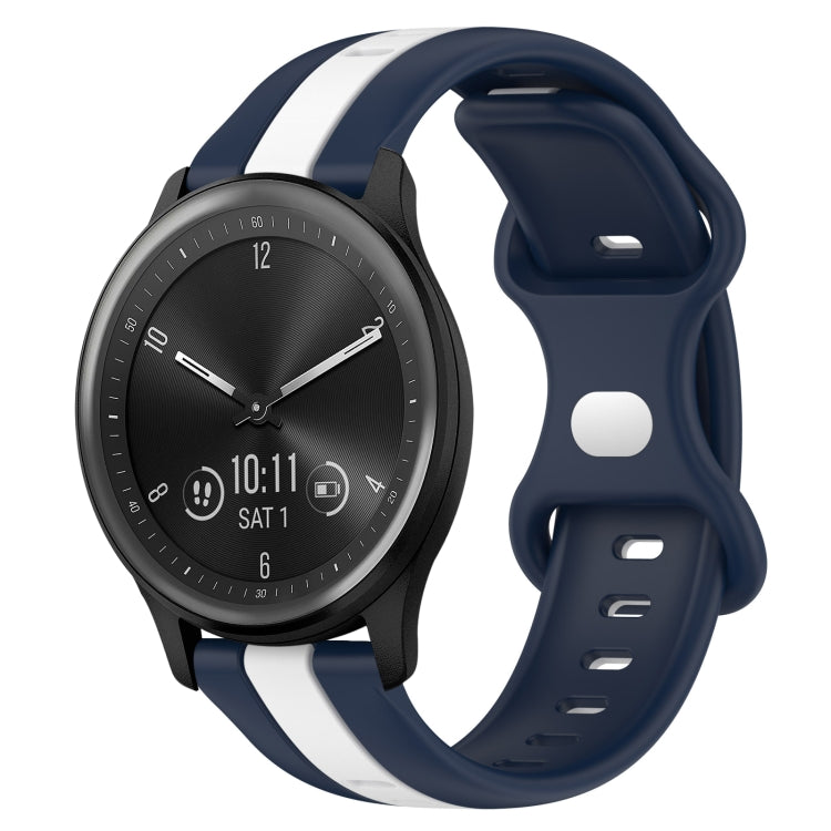 For Garmin Vivomove Sport 20mm Butterfly Buckle Two-Color Silicone Watch Band