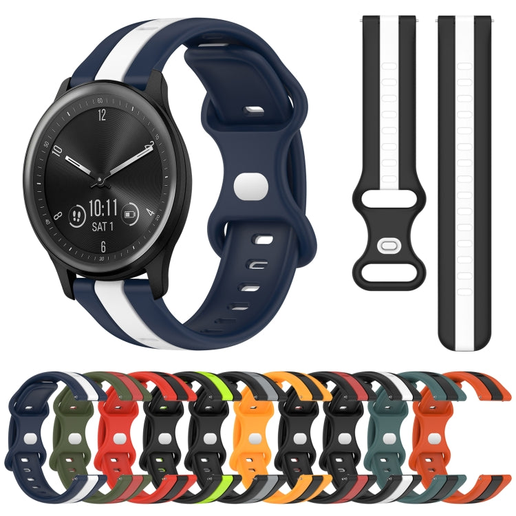 For Garmin Vivomove Sport 20mm Butterfly Buckle Two-Color Silicone Watch Band