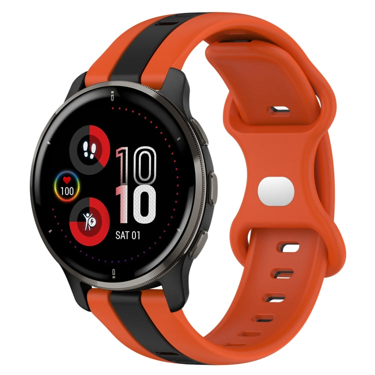 For Garmin Venu 2 Plus 20mm Butterfly Buckle Two-Color Silicone Watch Band