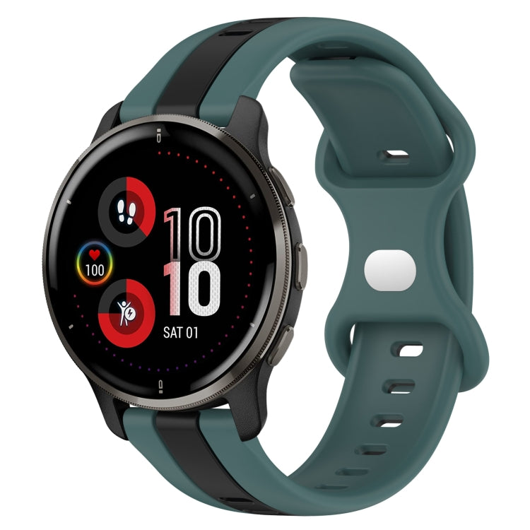For Garmin Venu 2 Plus 20mm Butterfly Buckle Two-Color Silicone Watch Band