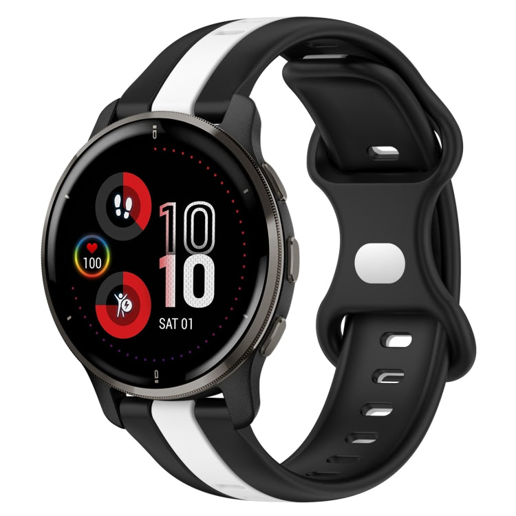 For Garmin Venu 2 Plus 20mm Butterfly Buckle Two-Color Silicone Watch Band