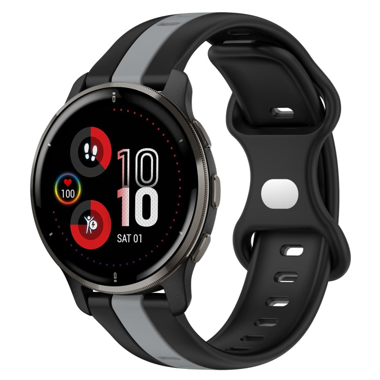 For Garmin Venu 2 Plus 20mm Butterfly Buckle Two-Color Silicone Watch Band