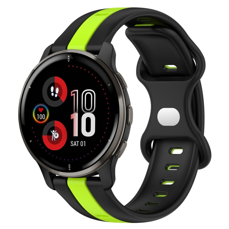 For Garmin Venu 2 Plus 20mm Butterfly Buckle Two-Color Silicone Watch Band