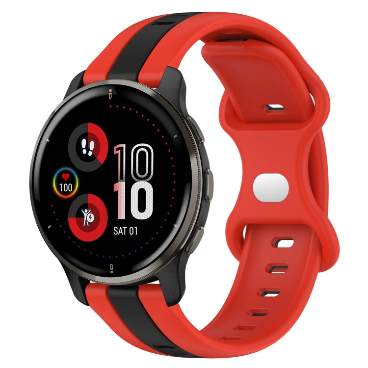 For Garmin Venu 2 Plus 20mm Butterfly Buckle Two-Color Silicone Watch Band