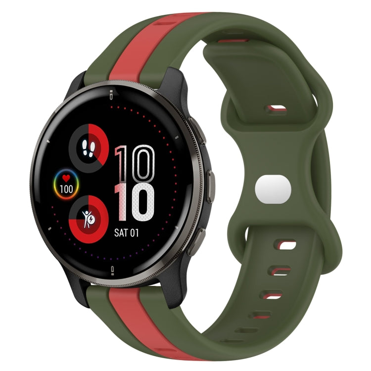 For Garmin Venu 2 Plus 20mm Butterfly Buckle Two-Color Silicone Watch Band