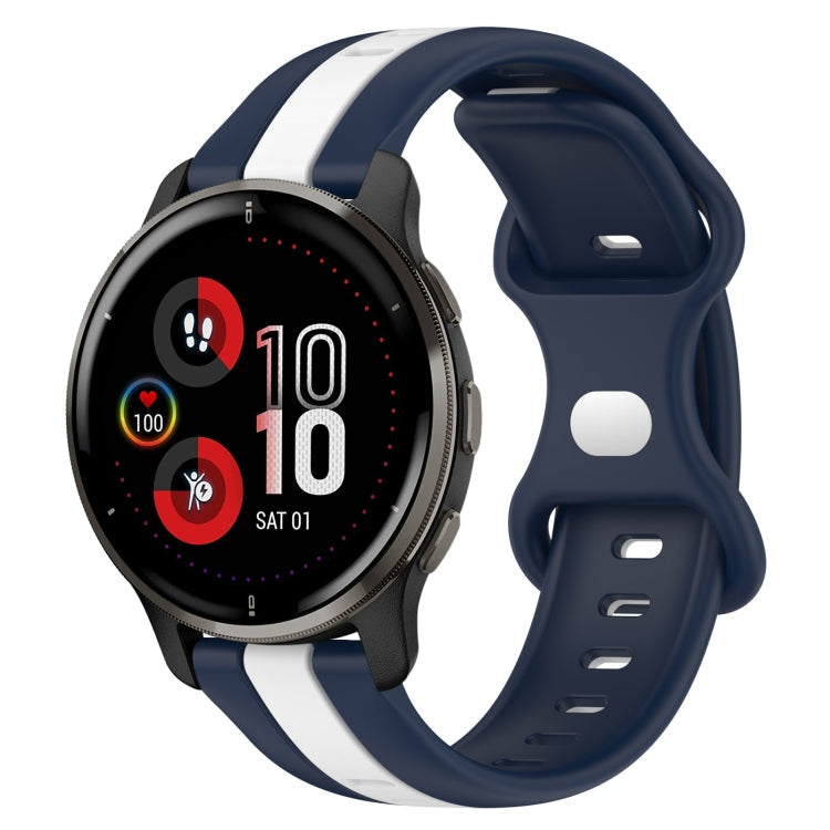For Garmin Venu 2 Plus 20mm Butterfly Buckle Two-Color Silicone Watch Band