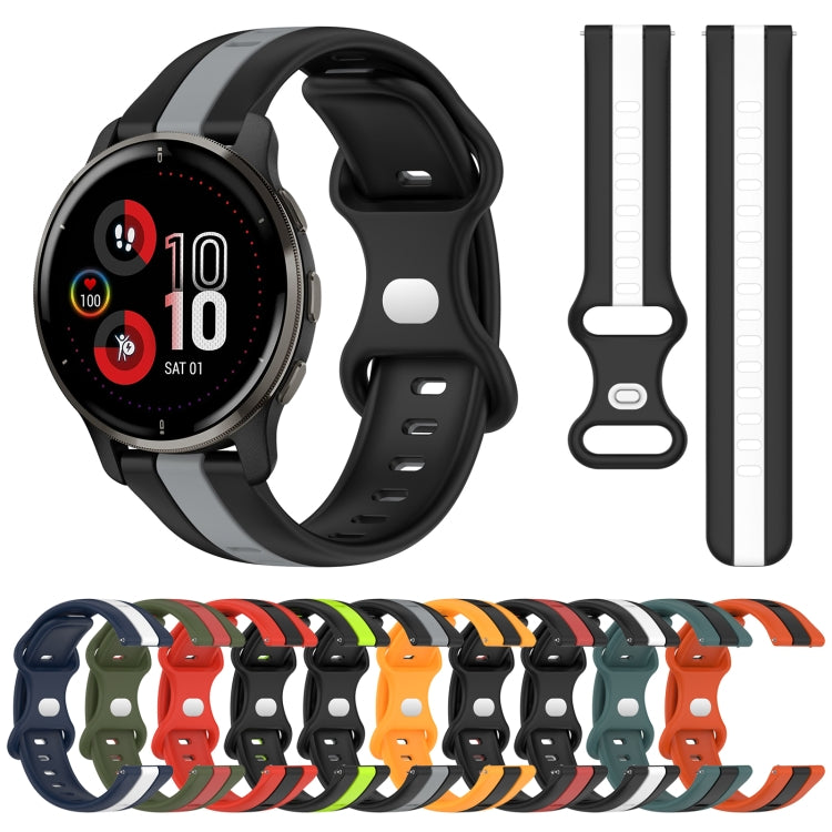 For Garmin Venu 2 Plus 20mm Butterfly Buckle Two-Color Silicone Watch Band