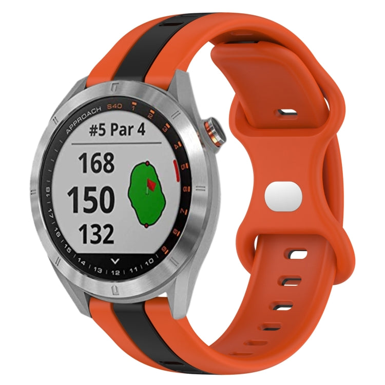 For Garmin Approach S40 20mm Butterfly Buckle Two-Color Silicone Watch Band