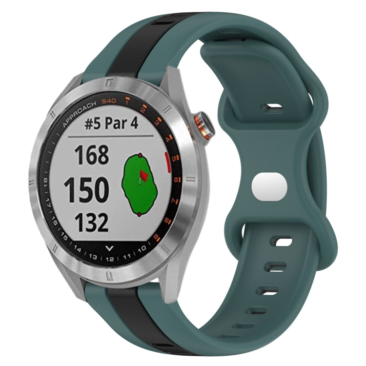For Garmin Approach S40 20mm Butterfly Buckle Two-Color Silicone Watch Band