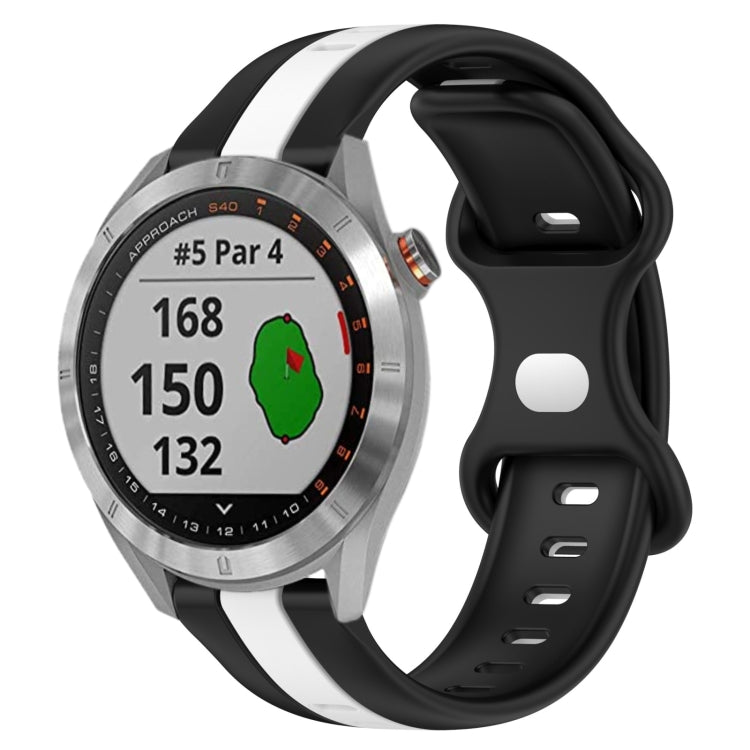 For Garmin Approach S40 20mm Butterfly Buckle Two-Color Silicone Watch Band