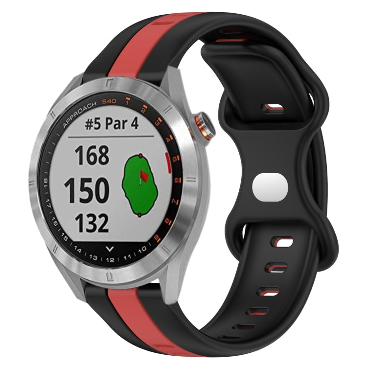 For Garmin Approach S40 20mm Butterfly Buckle Two-Color Silicone Watch Band