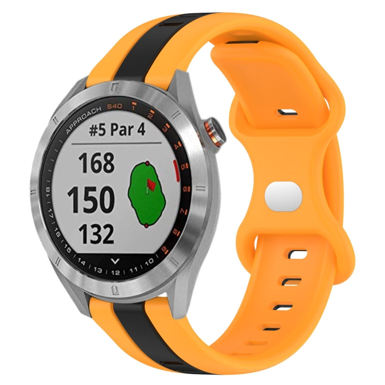 For Garmin Approach S40 20mm Butterfly Buckle Two-Color Silicone Watch Band