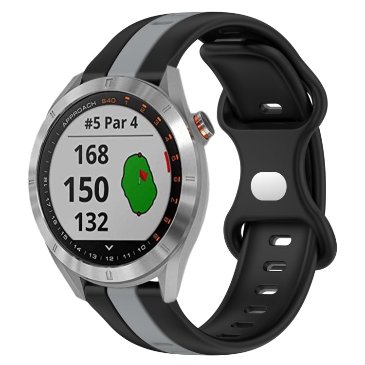 For Garmin Approach S40 20mm Butterfly Buckle Two-Color Silicone Watch Band