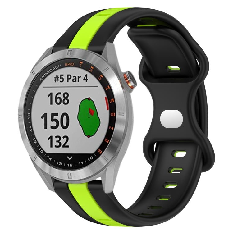 For Garmin Approach S40 20mm Butterfly Buckle Two-Color Silicone Watch Band