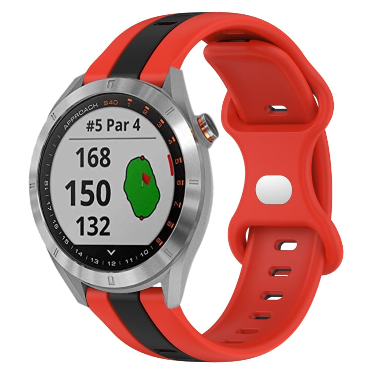 For Garmin Approach S40 20mm Butterfly Buckle Two-Color Silicone Watch Band