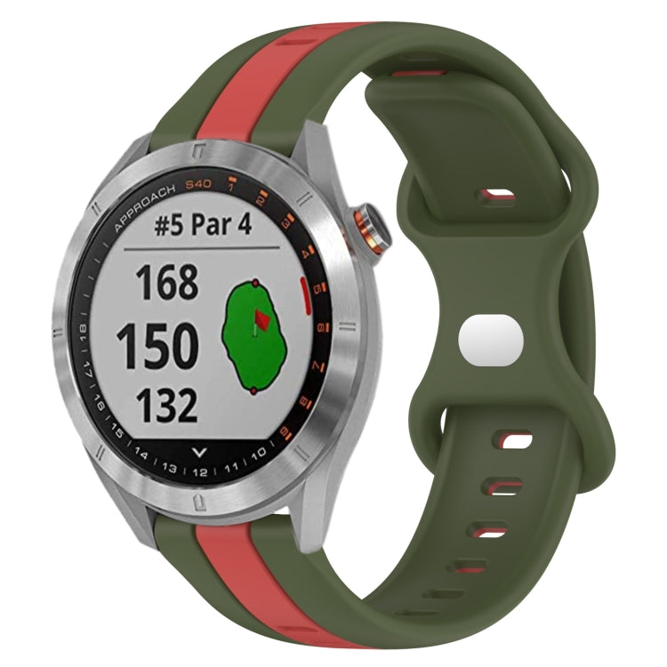 For Garmin Approach S40 20mm Butterfly Buckle Two-Color Silicone Watch Band
