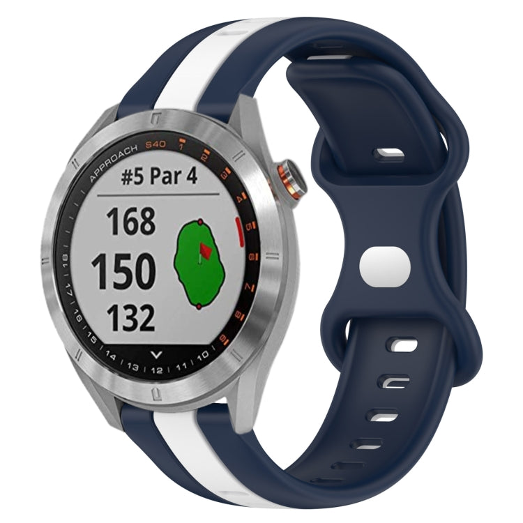 For Garmin Approach S40 20mm Butterfly Buckle Two-Color Silicone Watch Band