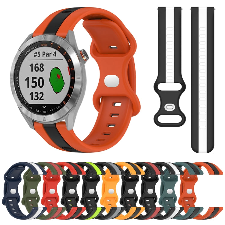 For Garmin Approach S40 20mm Butterfly Buckle Two-Color Silicone Watch Band