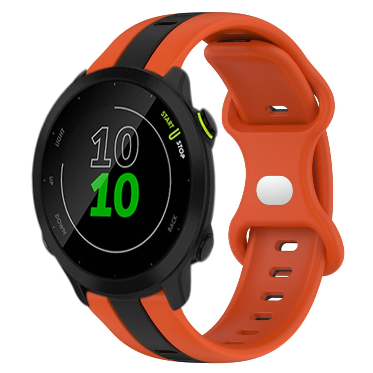 For Garmin Forerunner 158 20mm Butterfly Buckle Two-Color Silicone Watch Band