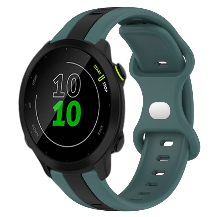 For Garmin Forerunner 158 20mm Butterfly Buckle Two-Color Silicone Watch Band