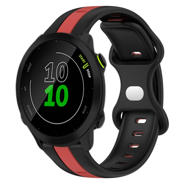 For Garmin Forerunner 158 20mm Butterfly Buckle Two-Color Silicone Watch Band