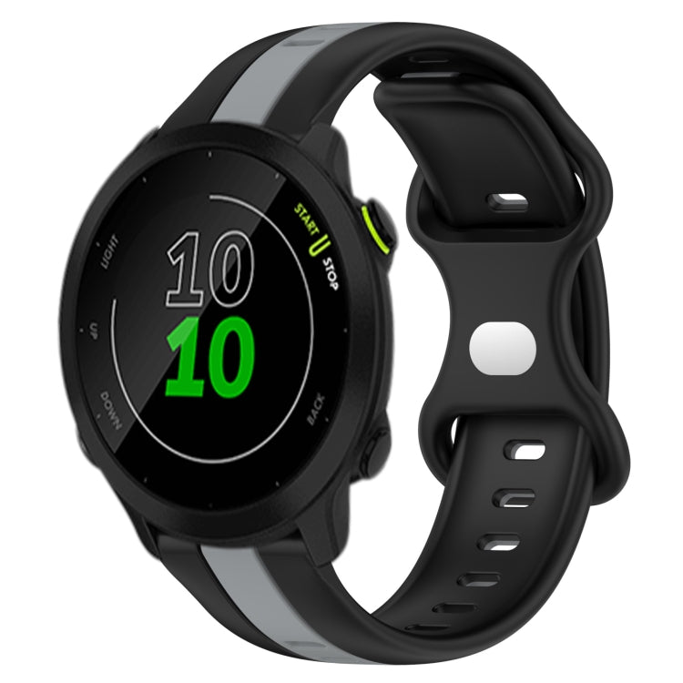 For Garmin Forerunner 158 20mm Butterfly Buckle Two-Color Silicone Watch Band