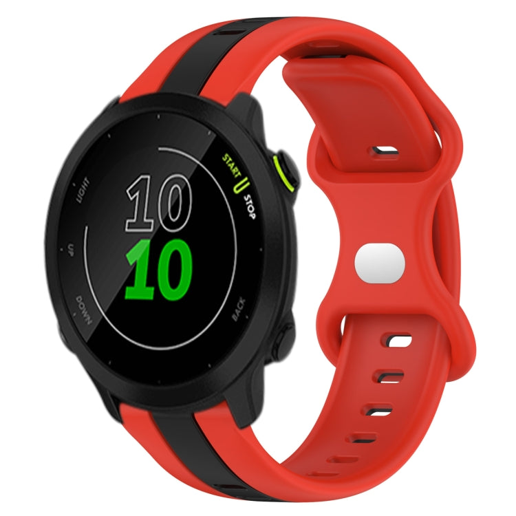 For Garmin Forerunner 158 20mm Butterfly Buckle Two-Color Silicone Watch Band