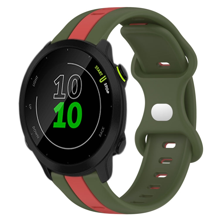 For Garmin Forerunner 158 20mm Butterfly Buckle Two-Color Silicone Watch Band