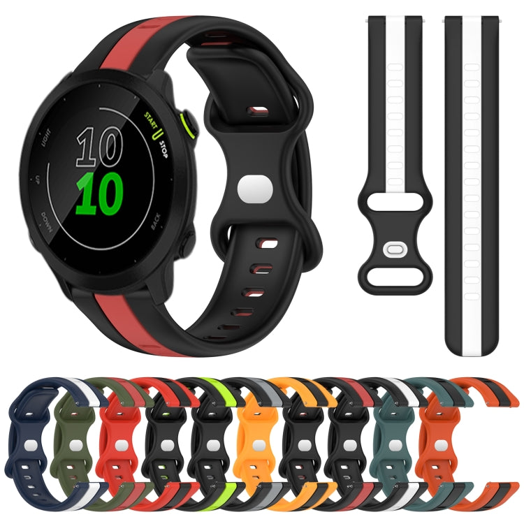 For Garmin Forerunner 158 20mm Butterfly Buckle Two-Color Silicone Watch Band