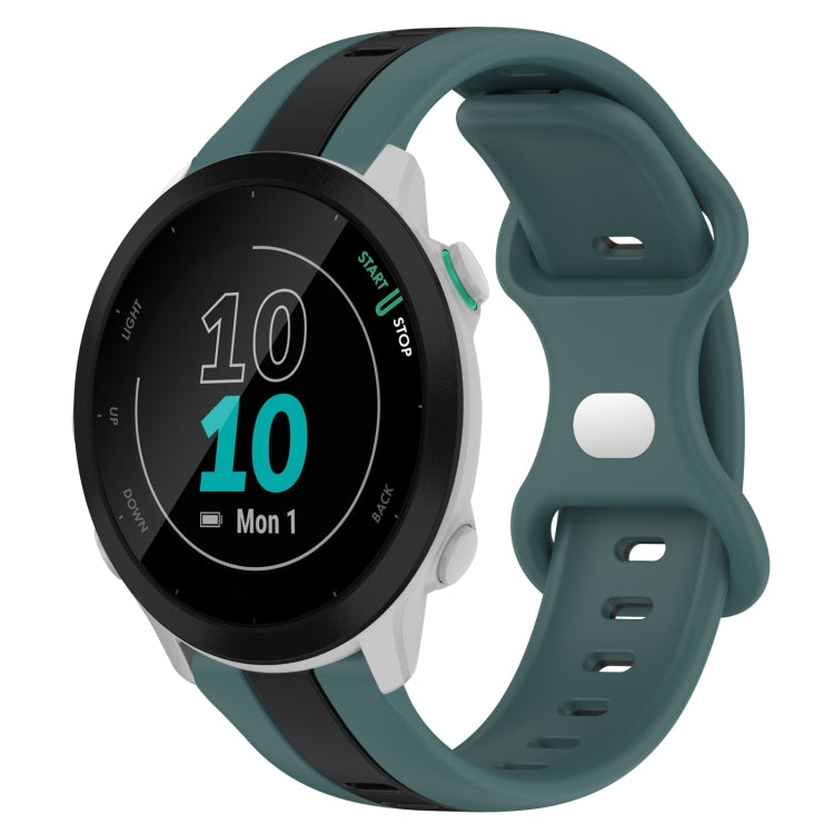 For Garmin Forerunner 55 20mm Butterfly Buckle Two-Color Silicone Watch Band
