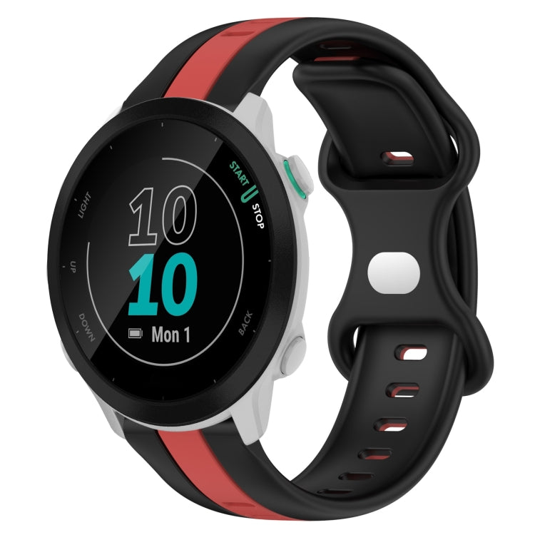 For Garmin Forerunner 55 20mm Butterfly Buckle Two-Color Silicone Watch Band