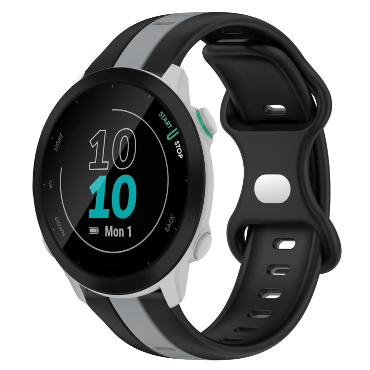 For Garmin Forerunner 55 20mm Butterfly Buckle Two-Color Silicone Watch Band
