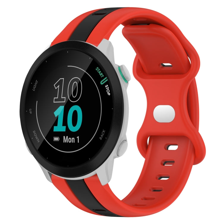 For Garmin Forerunner 55 20mm Butterfly Buckle Two-Color Silicone Watch Band