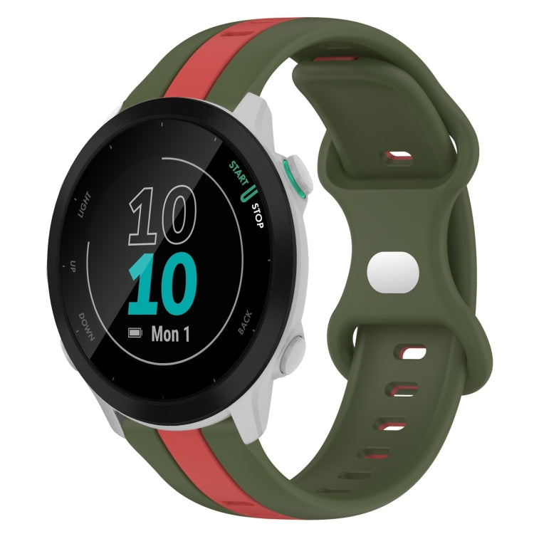 For Garmin Forerunner 55 20mm Butterfly Buckle Two-Color Silicone Watch Band