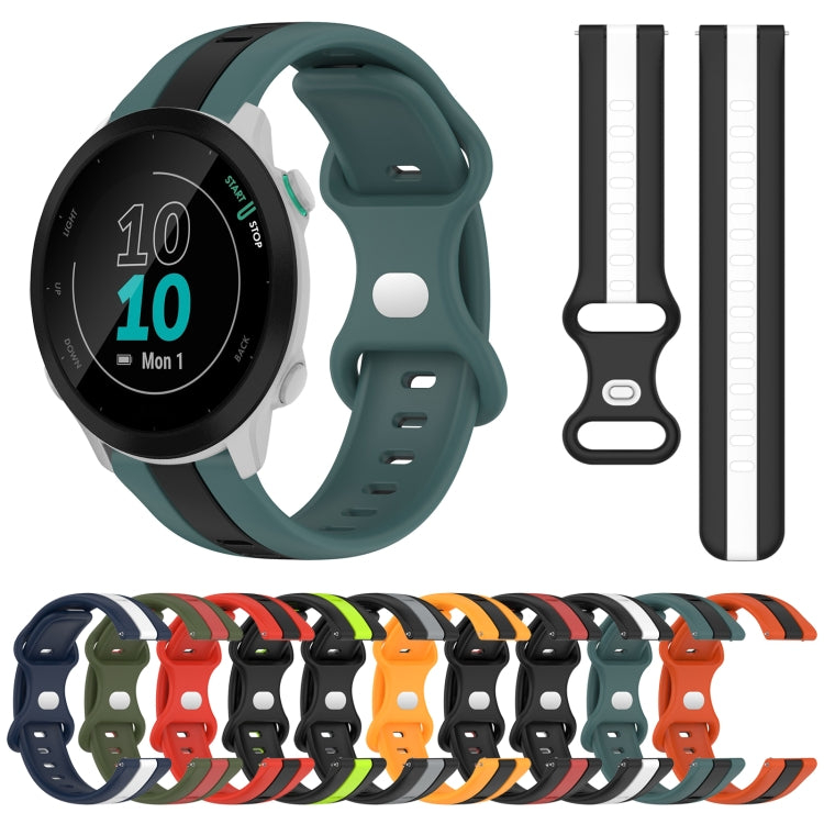 For Garmin Forerunner 55 20mm Butterfly Buckle Two-Color Silicone Watch Band