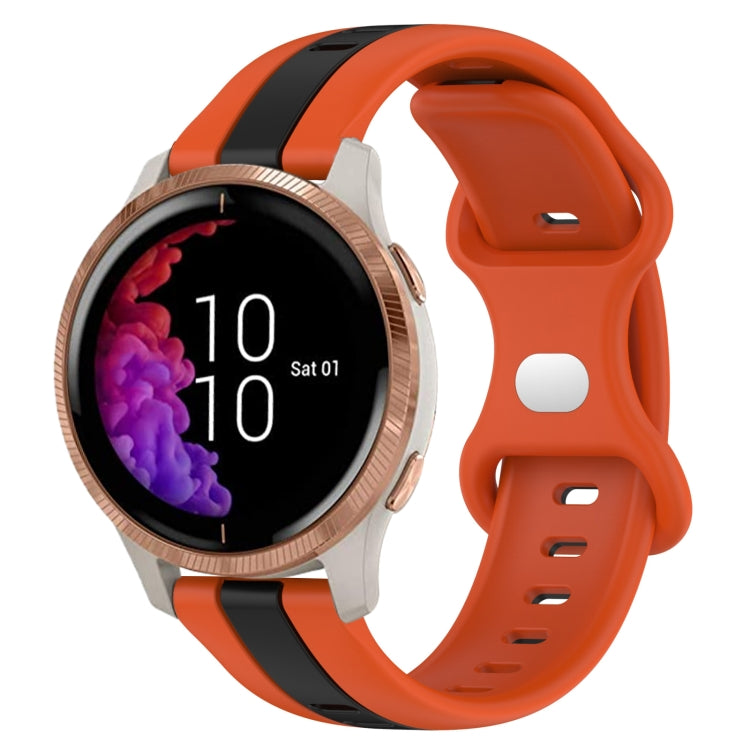 For Garmin Venu 20mm Butterfly Buckle Two-Color Silicone Watch Band