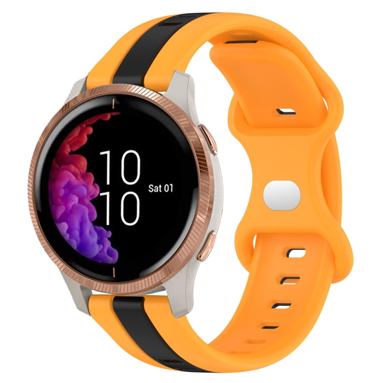 For Garmin Venu 20mm Butterfly Buckle Two-Color Silicone Watch Band