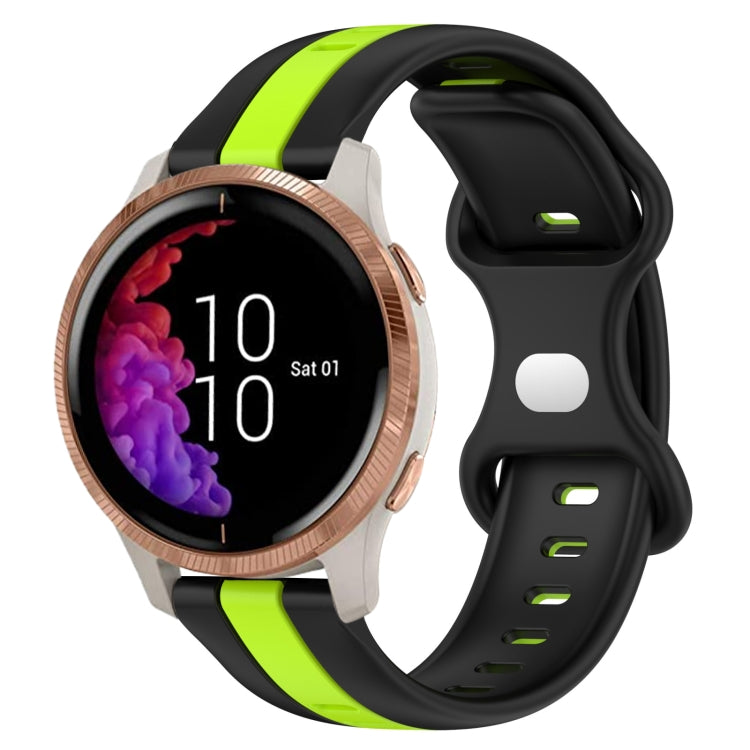 For Garmin Venu 20mm Butterfly Buckle Two-Color Silicone Watch Band