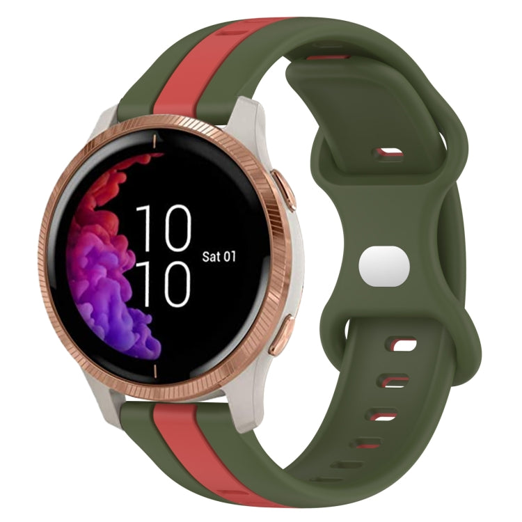 For Garmin Venu 20mm Butterfly Buckle Two-Color Silicone Watch Band